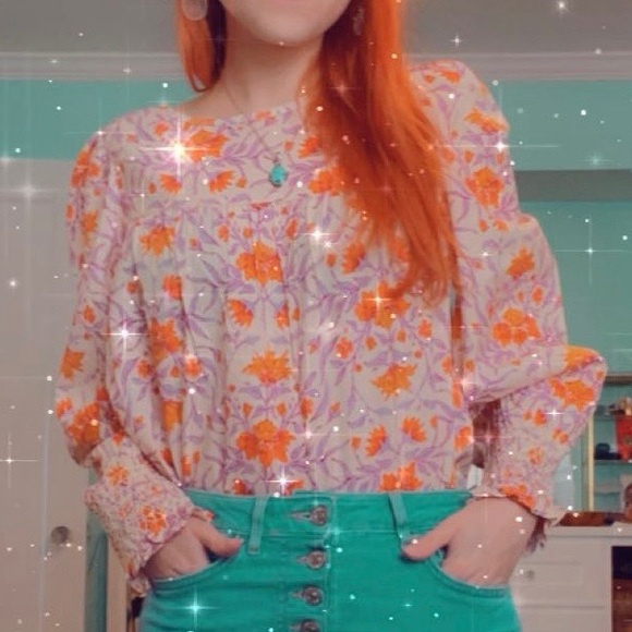 Universal Thread Women’s Small Floral Top 70s NWT Groovy Festival Hippie Love - Picture 6 of 7